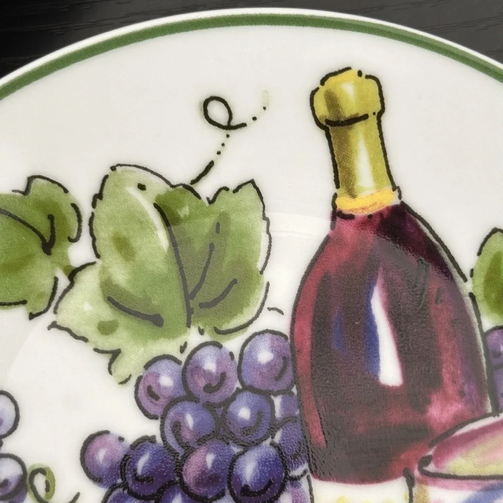 3 Porcelain Vintage Appetizer Wine Plates